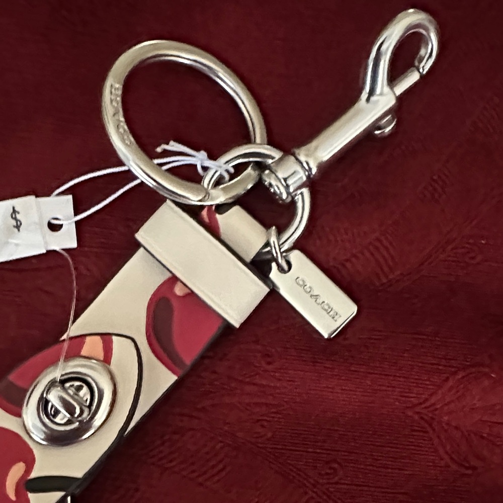 Coach Cherry Pattern Keychain With Silver Accents - image 3